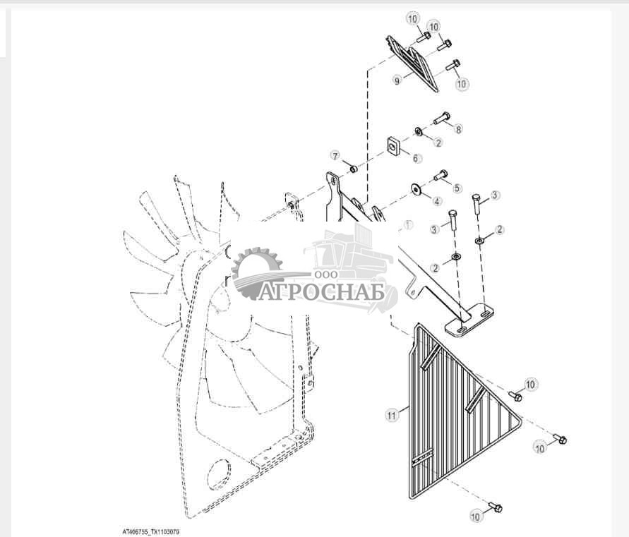 Опора решетки и кожух вентилятора без кондиционера воздуха 
